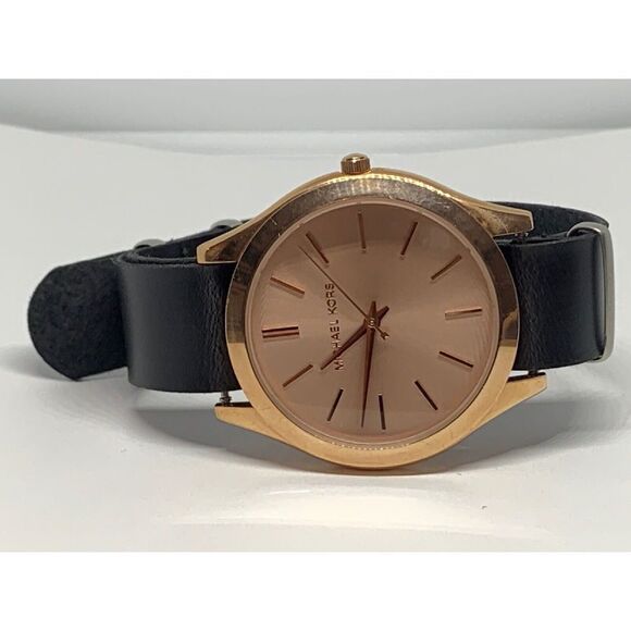 Michael Kors MK4301 Women Black Leather Analog Rose Gold Dial Wrist Watch GE181 - Picture 5 of 11